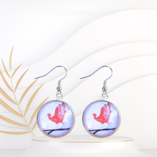 Boucles d'oreille Ibis rouge