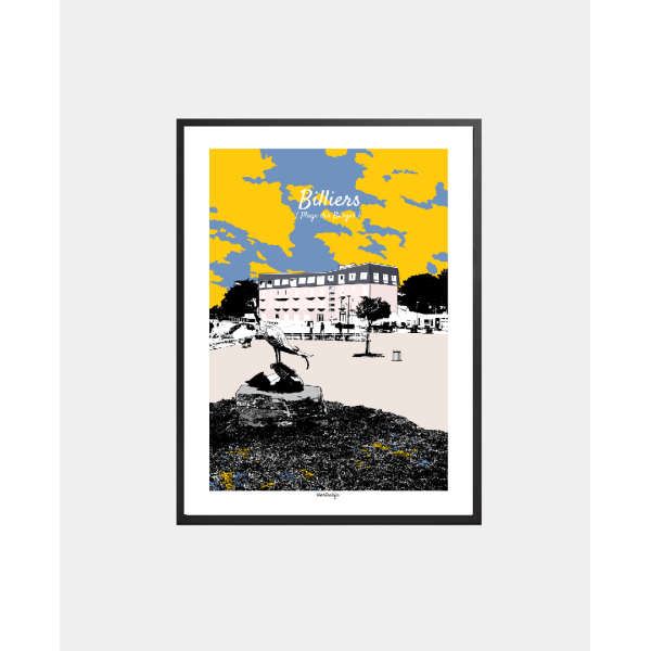 Affiche Billiers - Plage des Barges - Illustration Bretagne