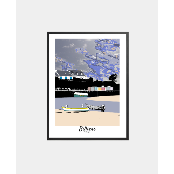 Affiche Billiers - Port de Pen Lan - Illustration Bretagne