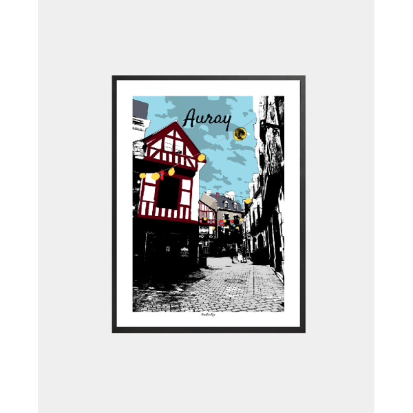 Affiche Auray - Rue du Belzic - Illustration Morbihan Bretagne