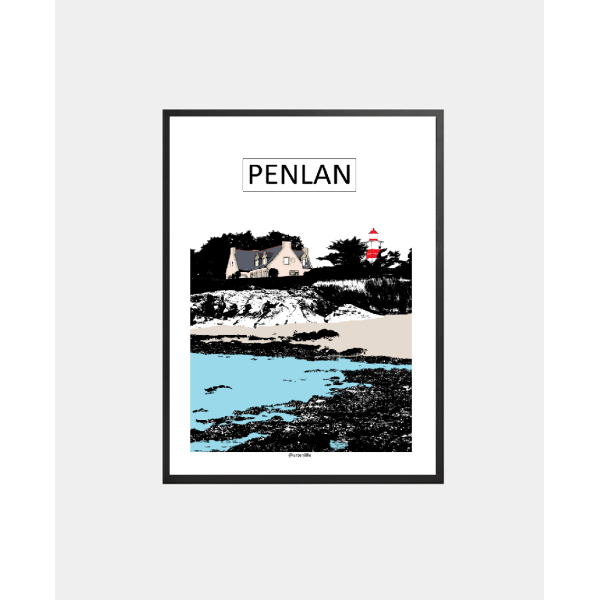 Affiche Billiers - Plage de Pen Lan - Illustration Bretagne
