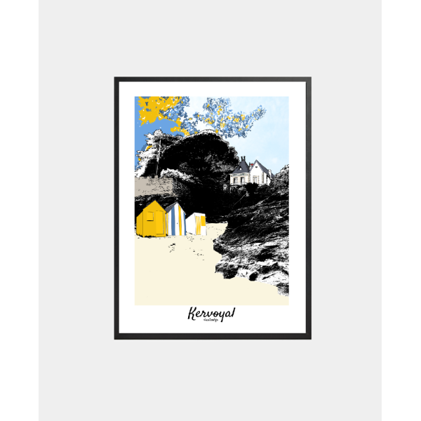 Affiche Damgan - Plage de Kervoyal - Illustration Bretagne