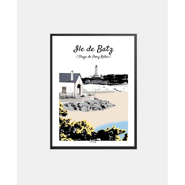 Affiche "Plage de Porz Reter" Ile de Batz