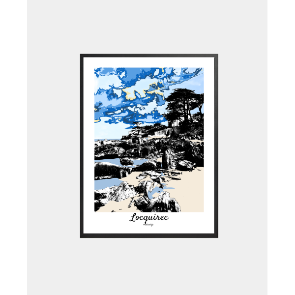 Affiche "Plage des Rochers du Bilou" Locquirec