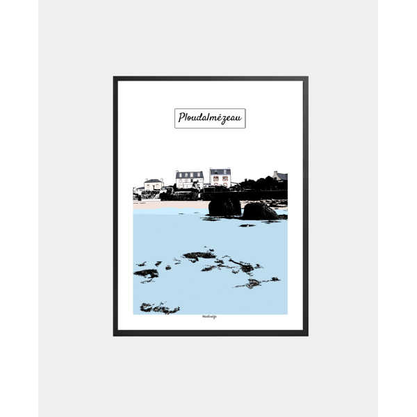 Affiche "Plage de Kerdeniel" Ploudalmézeau