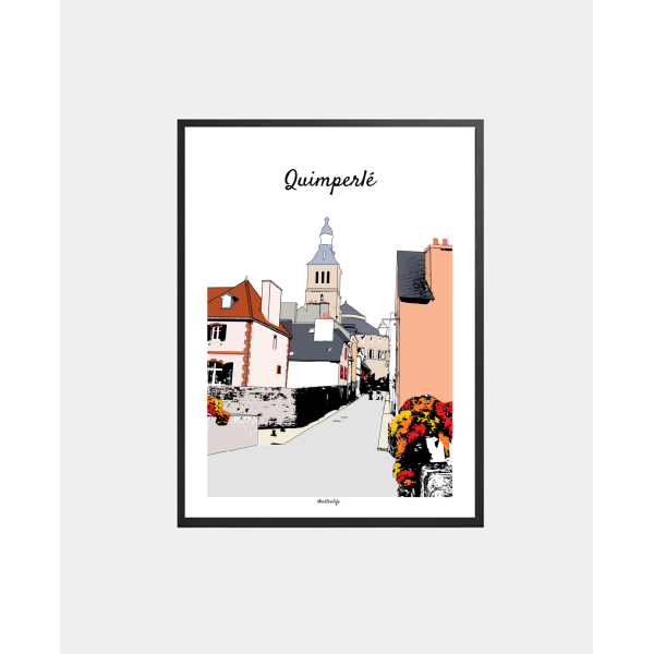 Affiche "Ruelle Pont Fleuri" Quimperlé