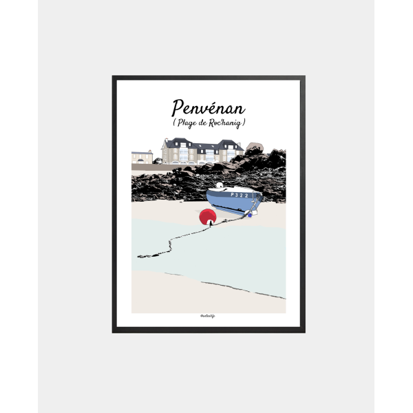 Affiche "Plage de Roch'anig" Penvénan