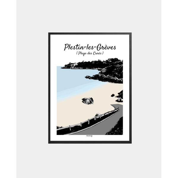 Affiche "Plage des Curés" Plestin-les-Grèves
