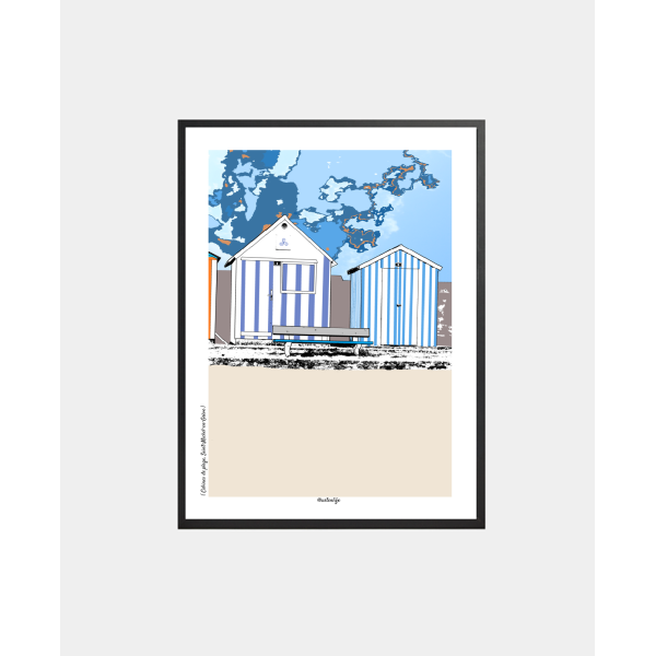 Affiche "Cabines de Plage" Saint-Michel-en-Grève