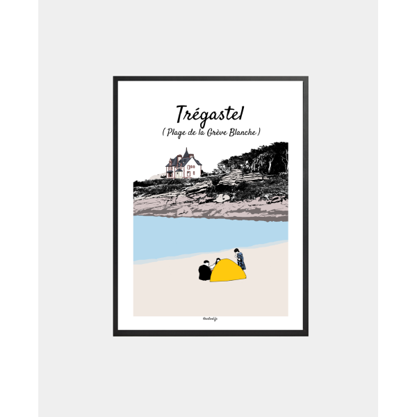 Affiche "Plage de la Grève Blanche" Trégastel
