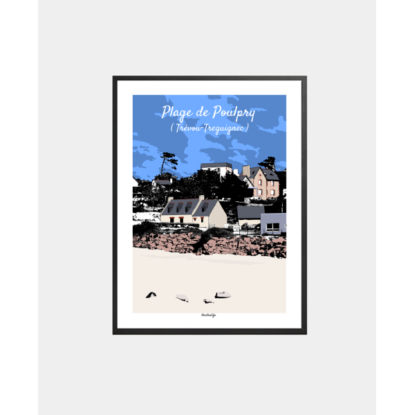 Affiche "Plage Poulpry" Trevou-Treguignec