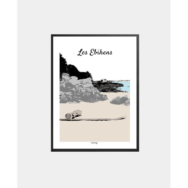 Affiche Archipel des Ebihens "La Plage et la Maisonnette"