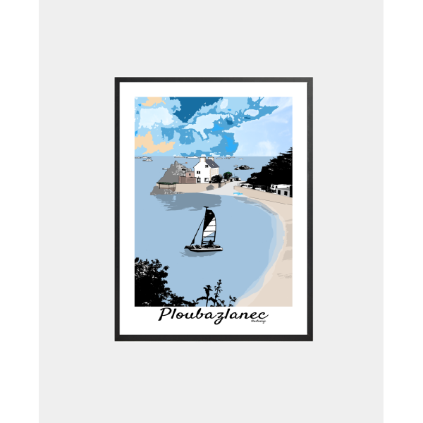 Affiche Ploubazlanec "Plage de Roc'h Hir"
