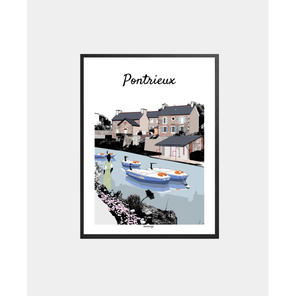 Affiche Pontrieux "Le Lavoir et ses barques"