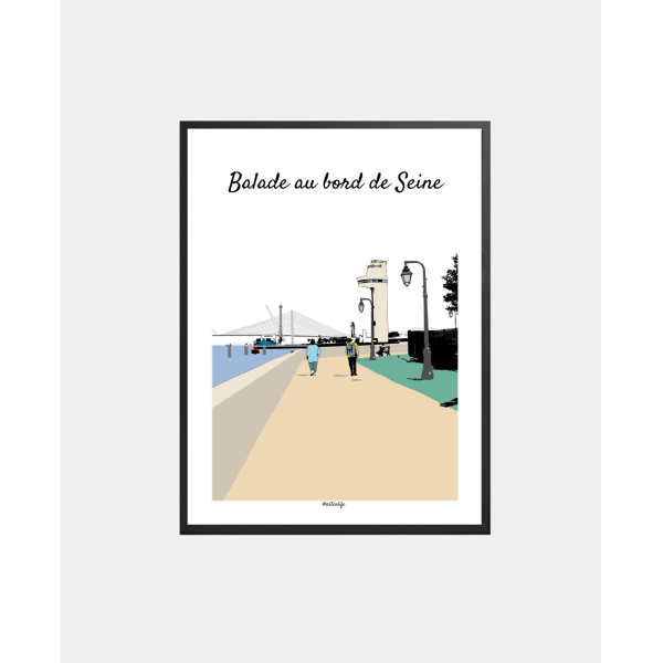 Affiche Promenade au Bord de Seine (Honfleur, Normandie)