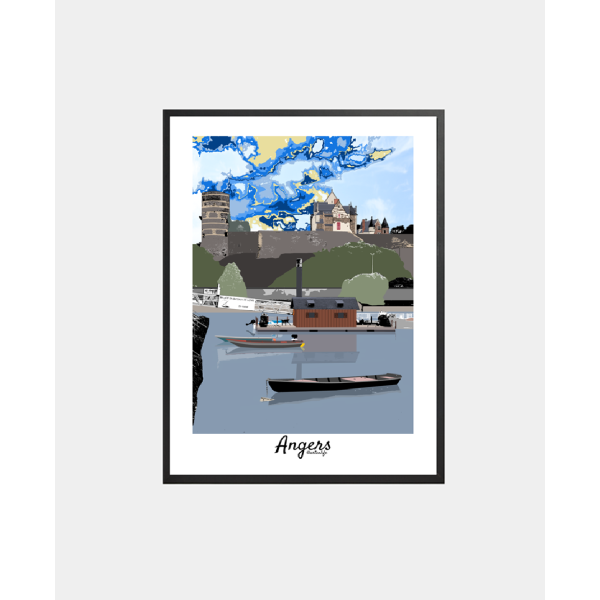 Affiche La Maine et le Château d'Angers  (Anjou, Maine-et-Loire)