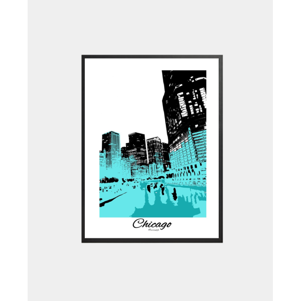 Affiche Rivière de Chicago (Illinois, Etats-Unis)