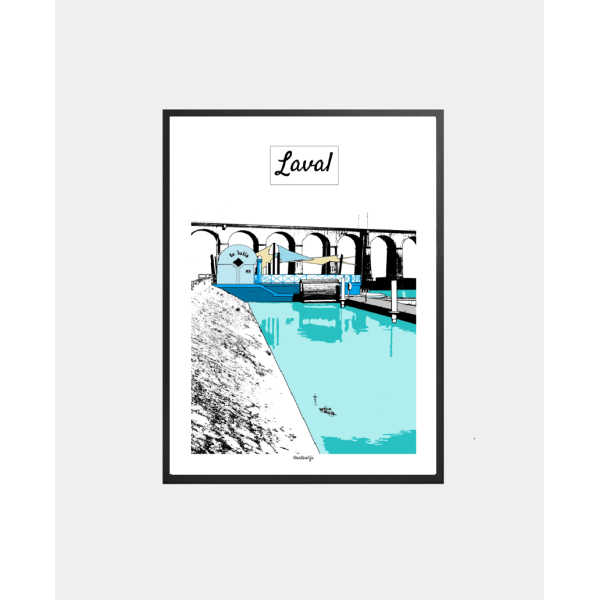 Affiche Le viaduc et la halte fluviale (Laval, Mayenne)