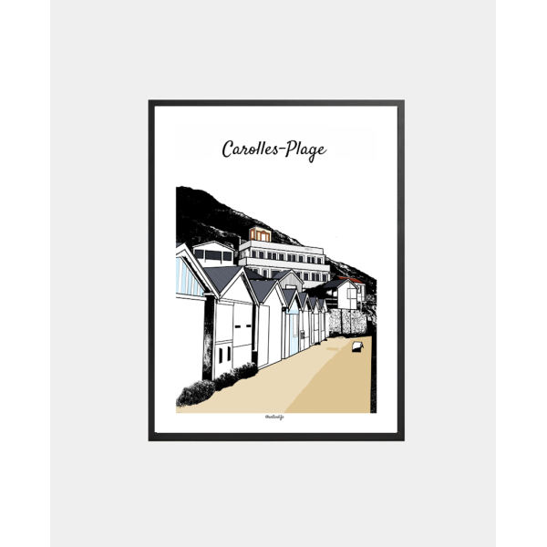 Affiche Cabines de plage (Carolles-plage, Normandie)