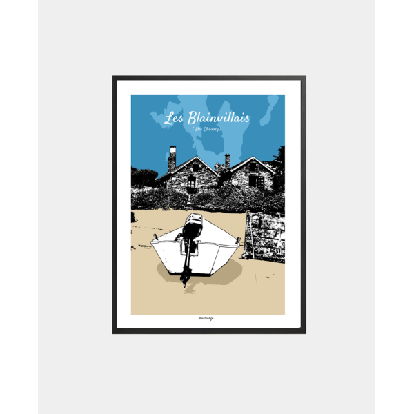 Affiche Village des Blainvillais (Iles Chausey, Normandie)