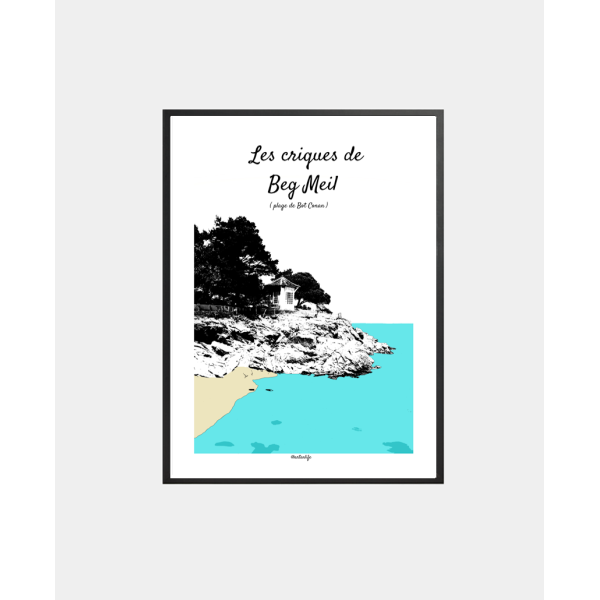 Affiche Plage Bot Conan (Beg Meil, Fouesnant, Finistère)