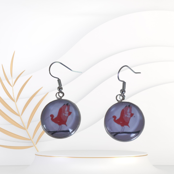 Boucles d'oreille Ibis rouge