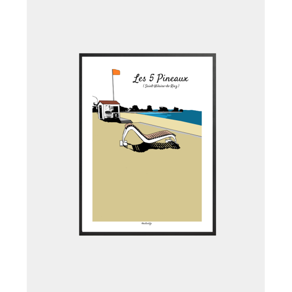 Affiche Plage 5 pineaux (Sion sur l'Océan, Vendée)