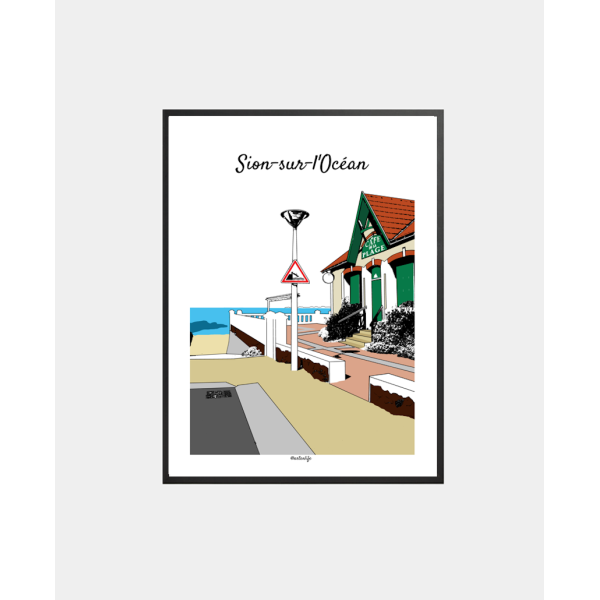 Affiche Café de la Plage (Sion-sur-l'Océan, Vendée)