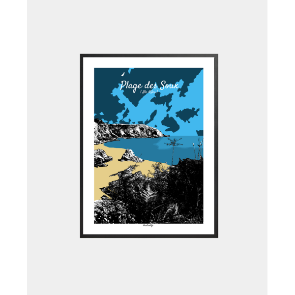 Affiche Plage des Soux (Ile d'Yeu, Vendée)