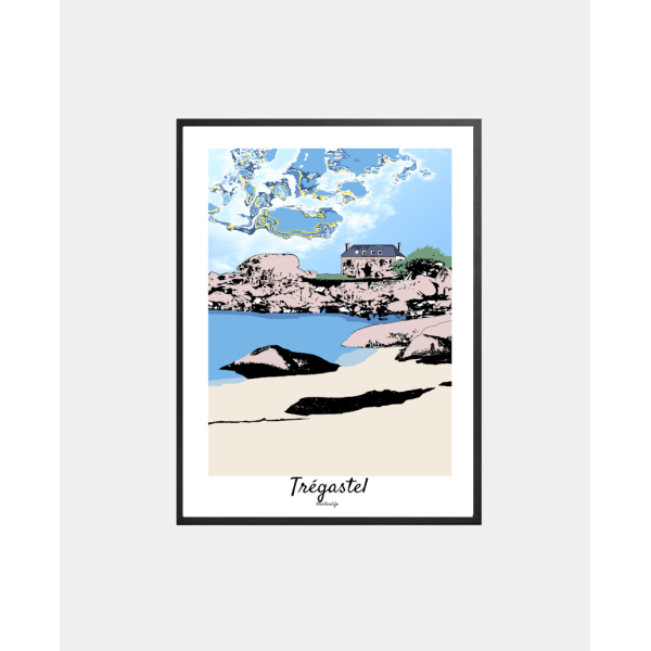 Affiche Plage Ile Renote (Trégastel)